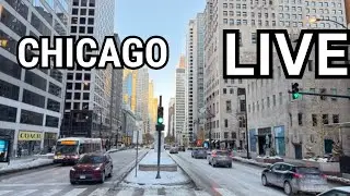 Chicago LIVE Downtown Sunday Walk (February 1, 2026) No Talking City Sounds 24°F