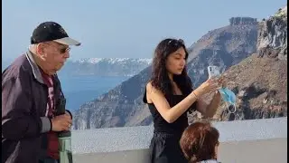 Greece. Santorini. Fira. Hotel Atlantis. Bar Tropical. The price of Gold.