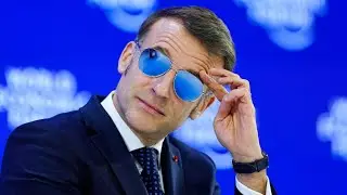 Emmanuel Macron sports aviator-style sunglasses due to a burst blood vessel in right eye