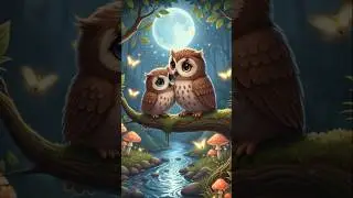 Moonlight Forest Mein Do Pyare Owls | Magical Night Animation 🌙✨