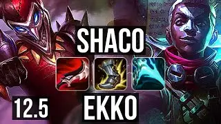SHACO vs EKKO (JNG) | Rank 2 Shaco, 11/1/8, 1.5M mastery, 300+ games | NA Challenger | 12.5