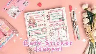 Ep17 🍓Fresh Strawberry Pink Journal 💖🎀 Telado Cute Sticker ASMR🎶 Kuretake 📝Kaori Cozy Journal💕
