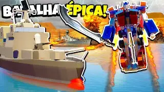 ROBÔ TRANSFORMER, BATALHA NAVAL e CARROS VOADORES! Brick Rigs