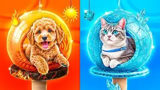 Fire vs Water Mermaid! We Build a Secret Room for Hot and Cold Pets!