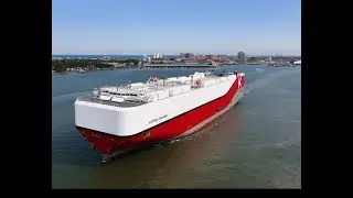 MV VICTORIA HIGHWAY RORO Vehicle carrier departing Galveston Texas Strange Ship Drone Video