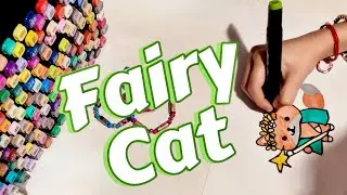 Fairy Cat Drawing with sticker from Sticky Roll! ✨ ASMR Art Therapy 