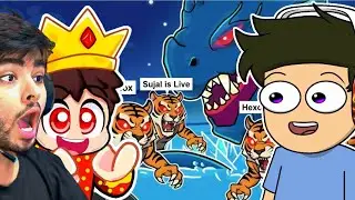 5 TIGER vs 1 LEVIATHAN With YOUTUBERS in Blox Fruits Roblox 