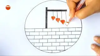 Easy Pink Heart Scenery Drawing _ Circle Drawing || Step by Step _ Nabila Drawing Academy