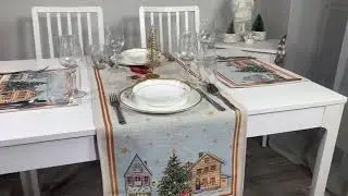 Table runner Christmas Night at Christmas town, festive Christmas table decoration,housewarming gift