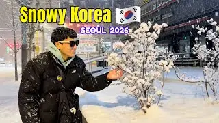 Snowfall in Korea 🇰🇷❄️ || Peaceful Winter Street Walk 