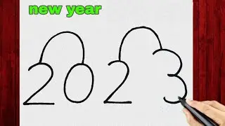 Love Birds drawing Easy | How To Turn 2023 Into Cute Love Birds |Numbers Drawing 2023