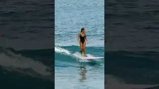 girl enjoying small waves with longboard #bali #waves #surfergirl