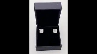 Moissanite Princess Cut Stud Earrings Set on .925 Sterling Silver | Screwback