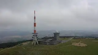 Brocken Harz aerial view germany, drone video, stock footage - Rundflug Drohnen Aufnahme 4K Video