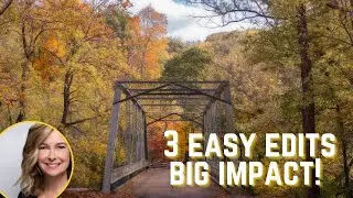 Let's tweak this fall scene to enhance colors, remove unwanted objects, and a creative final touch.