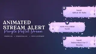 Purple Pastel Dream Animated Stream Alerts | Twitch Stream Alerts | Streamlabs & StreamElements