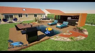Piscine container, Pool House container, Terrasse mobile  -  projet 3D client  -  par AVS PISCINE
