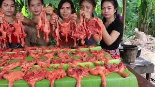 Amazing cooking 100 quails grill with chili sauce recipe in my family