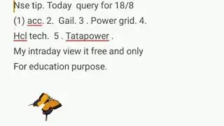 Nse tip:- intraday view on your stock for 18/8. Out of 5 stock 4 hit the target
