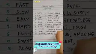 ENGLISH VOCABULARY: SYNONYMS