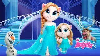 My Talking Angela 2 & 1 cosplay Elsa and her beautiful baby 😍 Frozen queen 👸  elsa 💖 