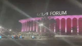 Pink KIA Forum Stadium on West Manchester Blvd in Inglewood California 2/26 #kiaforum #birthday