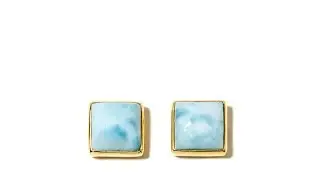 AV Galerie Square Larimar Stud Earrings