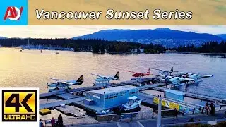 Vancouver SUNSET MINUTE: COAL HARBOUR 3, SEAPLANES - 4K