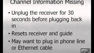 DISH Network Receiver Missing Channel Information