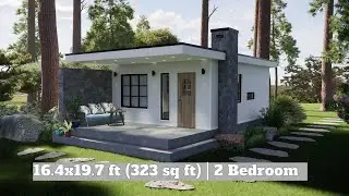 Modern Small House 16.4x19.7 ft (323 sq ft) | 2 Bedroom American-Style Home Design