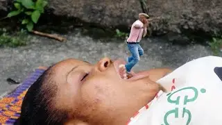 Giantess Swallowed a Shrunk Man
