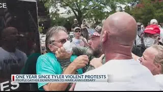 People gather in downtown Tyler one year after peaceful protest turned violent