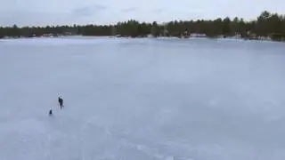 Drone video: That time the lake was frozen and snow-free.
