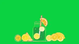 lemon juice drinks cocktail mocktail animated cartoon green screen background video for youtubers