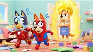 SUPER SAIYAN MUM?! 😱🔥 Iron Bluey & Spider-Bingo Run from ANGRY Chilli!