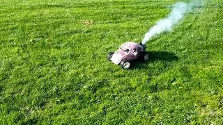 Homemade rc car in action/49 cc pocket bike engine.