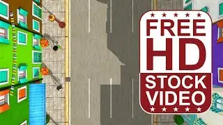Free Stock Videos &ndash; colorful cartoon city buildings with animated cartoon charaters and came