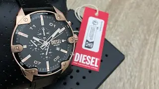 Diesel Spiked Chronograph Black Leather Men&rsquo;s Watch DZ4607 (Unboxing) @UnboxWatches