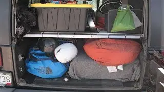 Ugly DIY shelf in the Wrangler