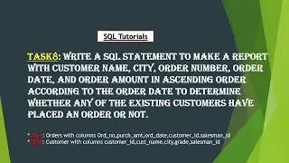 28. Write a SQL statement to make a report with customer name, city, order number, order date, ..