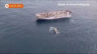 Burned car carrier towed to safety off Netherlands