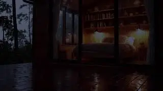 Heavy Rain Sounds | Cozy Cabin Night ASMR