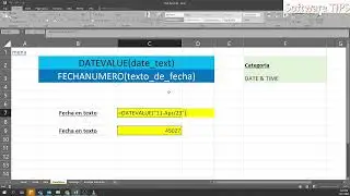 Funci&oacute;n DATEVALUE o FECHANUMERO en excel a gran detalle