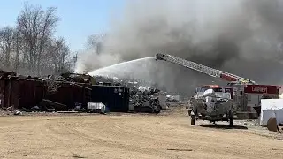 WATCH LIVE: Crews battle fire at Greenville Steel recycling center