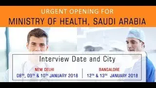 Urgent Opening For Ministry Of Health (MOH), Saudi Arabia