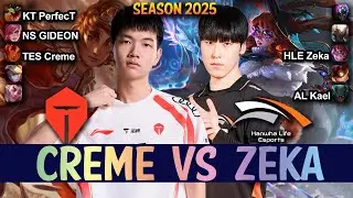 HLE Zeka vs TES Creme -  Zeka AURORA vs Creme TALIYAH Mid - Patch 25.14 KR Ranked | lolrec