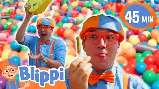 Yummy Candy Ball Pit Adventure! | Fun Outside with Bounce Houses | Blippi Educational Videos