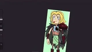 drawing my OC in the style of Amphibia (Milo Murphy started playing) 
