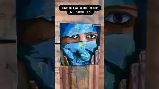 Painting oils over acrylics. #melbourneart #portraitartist #bluepainting #oilpainting