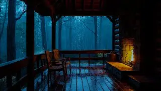 Forest Rain at Night for Sleep 🌧️ Relaxing Rain & Thunder Sounds on Wooden Balcony for Fast Sleep